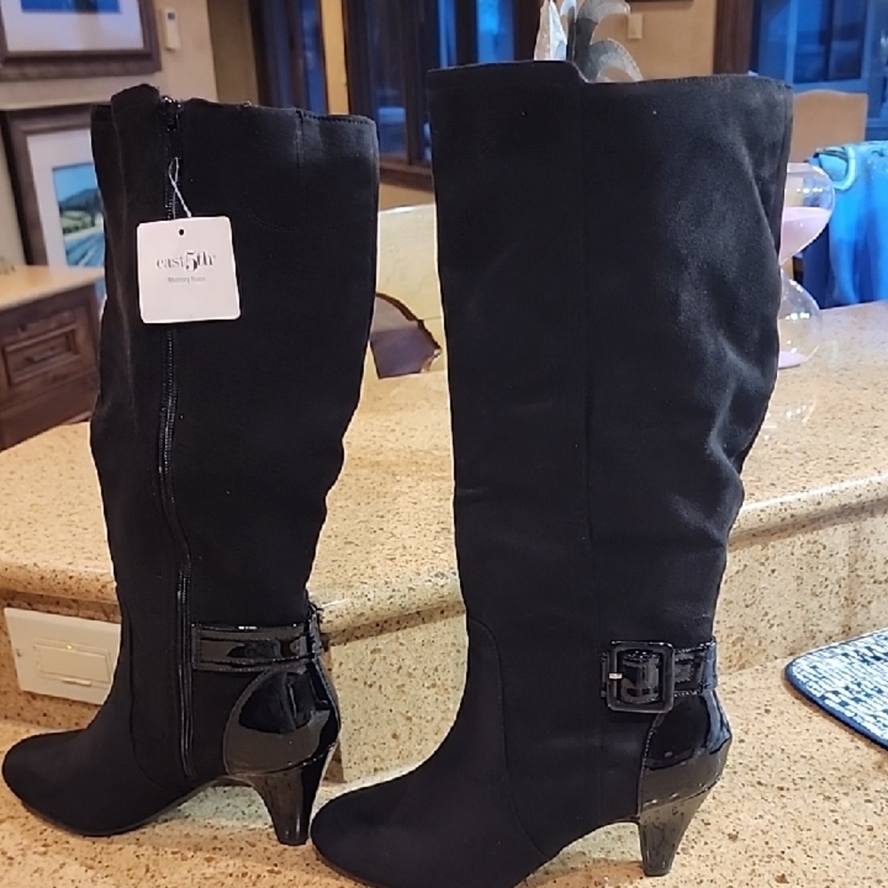 East 5th Black Heeled Boots with Buckle Detail NEW IN BOX. Size-9